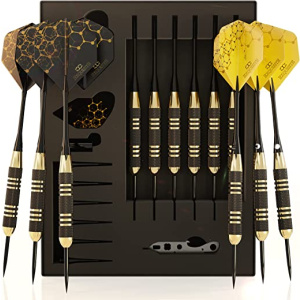 CC-Exquisite Profi Stahl Spitze Darts Set Custom Schaft und Flight Setup 6 Messing Barrels 22 Gramm 12 Aluminium 35 and 48 mm 12 Flights Standard...
