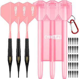 CyeeLife 18g Pro Soft Brass Darts Set+Carry case+30 Plastic tips,7 Colors Optional