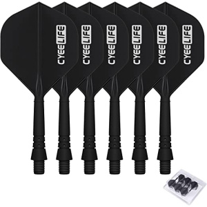 CyeeLife 6 Packs 2BA Integrated Dart Flights and Shafts,one Piece Accessory 4 Colors-ZF02
