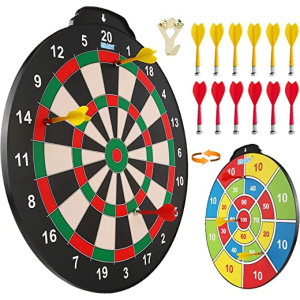 Esjay 18 inch Magnetic Dart Board Set, Safe Dart Game for Kids, Best Boy Toys Gift Indoor Outdoor Game with 12 Darts, Double Sided Large Size...