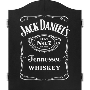 Jack Daniel Officially Licensed Printed Dartboard Cabinet in Black | JD Logo (CAB014)