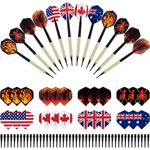 MoonSing Soft Dart 12 Pcs 8 Styles Flights Soft Tip Darts Sets with Brass-plated Steel Barrels Extra 46 Plastic Dart Tips for Electronic Dartboard,...
