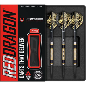 RED DRAGON Golden Eyes 22g, 24g, 26g, 28g, 30g or 32g Tungsten Darts Set with Flights and Stems