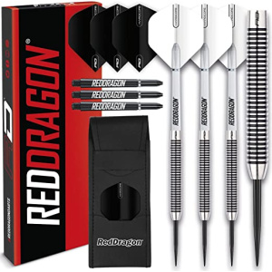 RED DRAGON Pegasus Tungsten Steeltip Darts Set 22g, 24g, 26g, 28g, 30g with Flights, Stems and Wallet