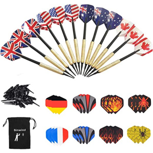 Sinwind Darts Set, 12 Pcs Soft Tip Darts with Brass-plated Steel Barrels, 36 Flights and 36 Soft Tip Points for Electronic Dartboards
