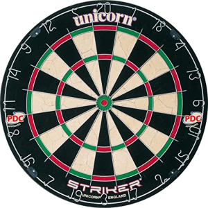 Unicorn Striker Bristle Dartboard with Quality Sisal, Spider and Number Ring, Entry Level Dart Board for Adults
