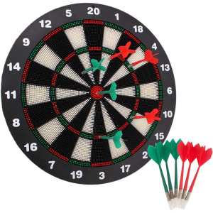 YBCPACK 16.4 Inch Safety Dart Board Safety Dart Set with 6 Soft Tip Darts for Children and Adults, Office and Family Time 