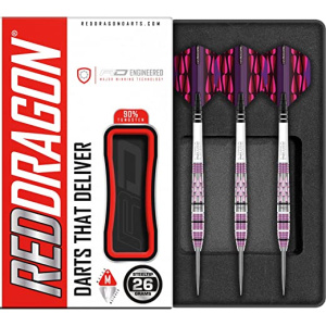 RED DRAGON Artura Shocking Pink Premium Tungsten Darts Set with Flights and Stems
