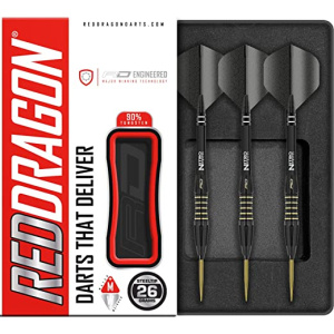 RED DRAGON Clarion Black Tungsten Darts Set with Flights and Stems