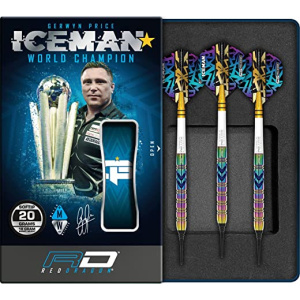 RED DRAGON Gerwyn Iceman Price Ionic Premium Tungsten Darts Set with Flights and Stems